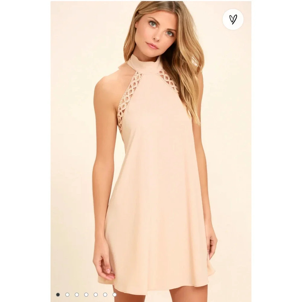 Lulus Any Sway, Shape Or Form Pink Lace Halter Shift Open Back Formal Dress